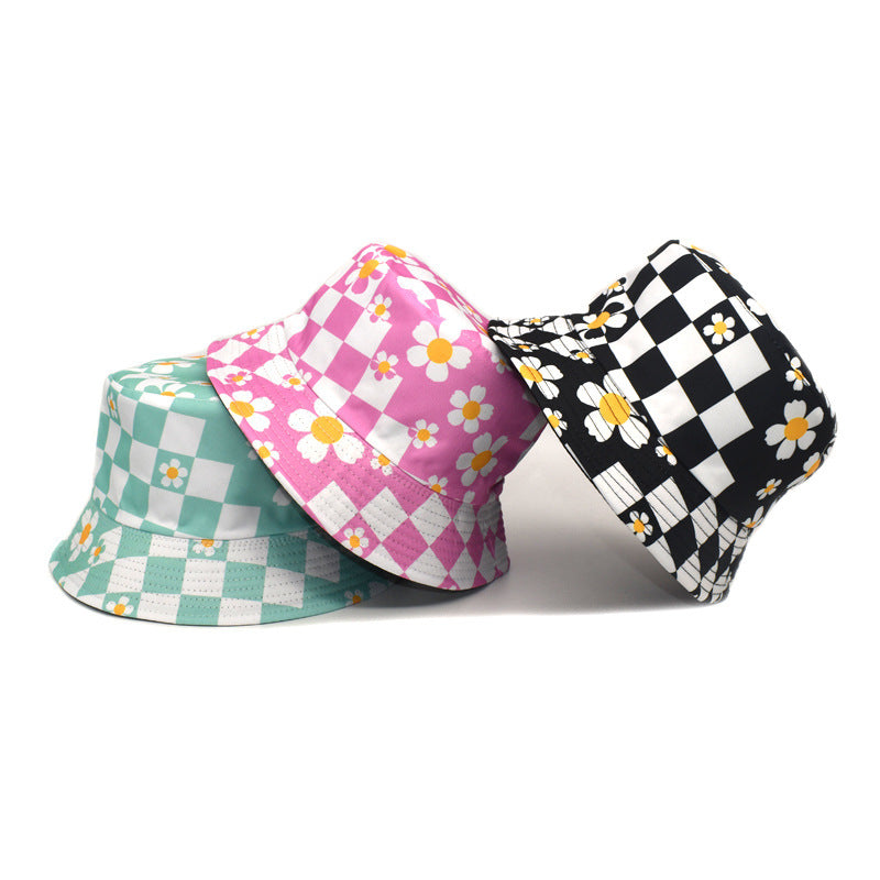 Korean Style Chessboard Plaid Bucket Hat