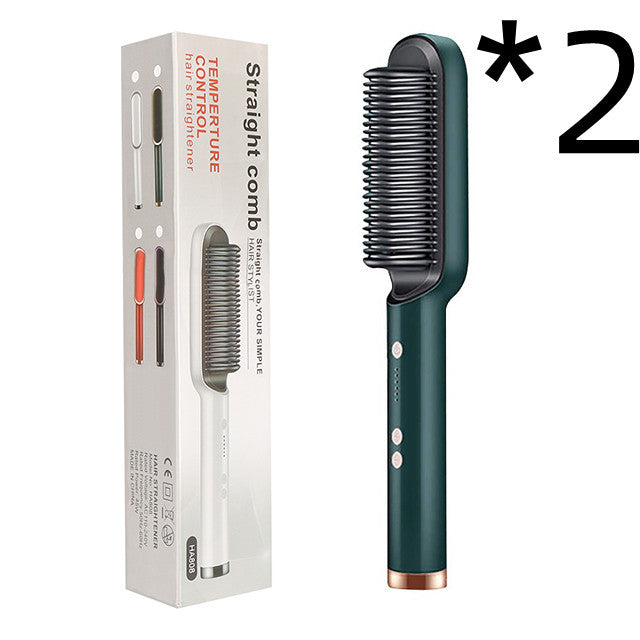 2-in-1 Hair Straightener & Hot Comb – Dual-Purpose Negative Ion Electric Curling Brush