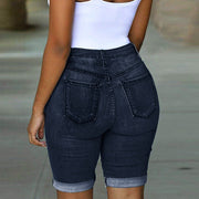 Women’s High-Waist Ripped Denim Shorts – Fashion Cutoffs, Tummy-Flattering
