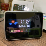 Projection Alarm Clock with Weather Display – Indoor Temp/Humidity, Dual Alarms, USB Power