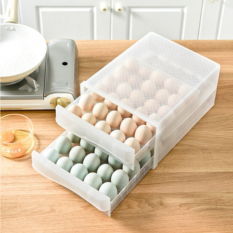 Egg Storage Box with Lid – Stackable Refrigerator Organizer