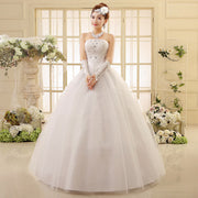 Korean Style Tube Top Lace Wedding Dress with Long Trailing Skirt