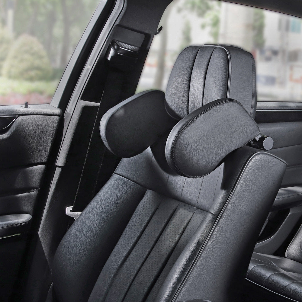 Adjustable Car Headrest Pillow, Soft Leather Travel Neck Support Cushion