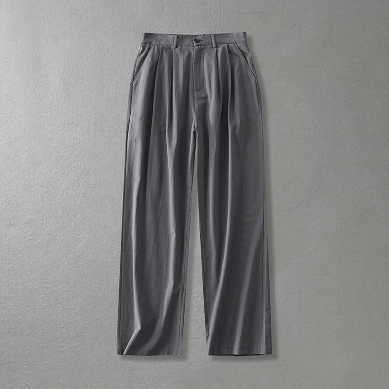 Men’s Autumn Cotton Linen Pants – Loose Straight Casual Trousers