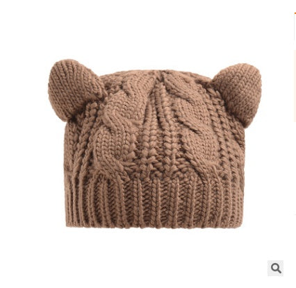 Cute Devil Horns Cat Ears Crochet Knit Beanie for Women