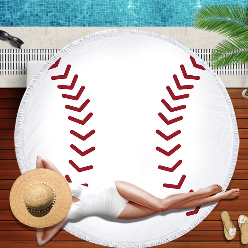 Microfiber and tassel round printed beach towel