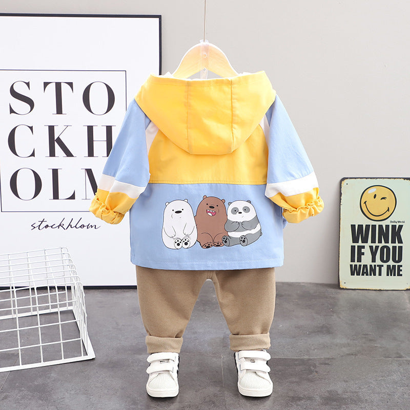Boys' Autumn Hooded Cartoon Jacket Suit