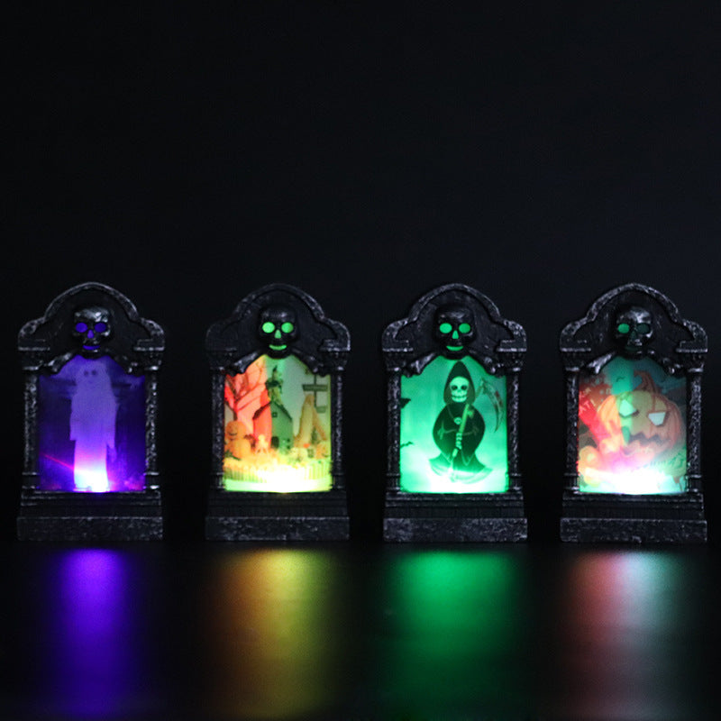 LED Skull Candle Lamp – Resin Halloween and Christmas Decoration Light with Batteries Included