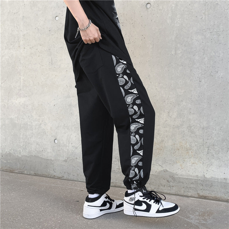 Korean Retro Cashew Flower Loose Drawstring Pants