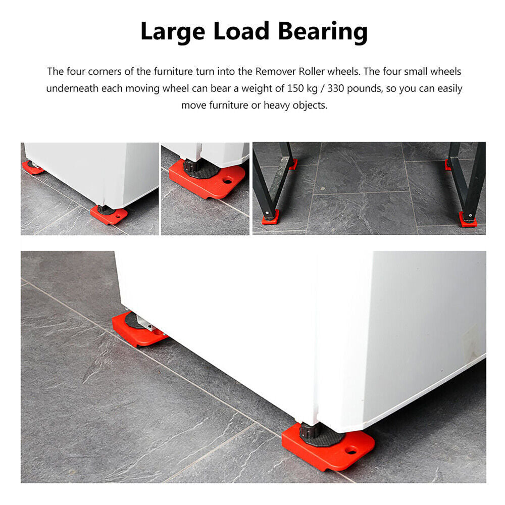 5PCS Move Removal Heavy Furniture Movers Shifter Lifter Slider Wheels Moving Kit