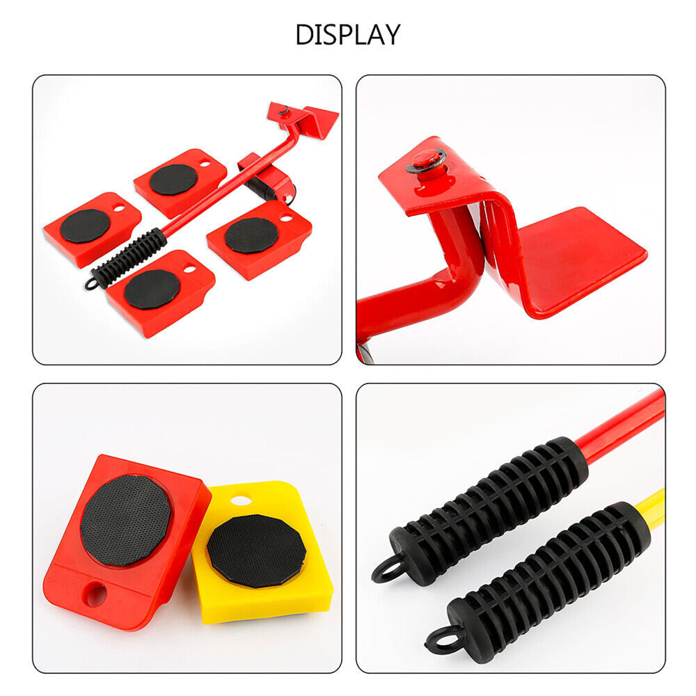 5PCS Move Removal Heavy Furniture Movers Shifter Lifter Slider Wheels Moving Kit