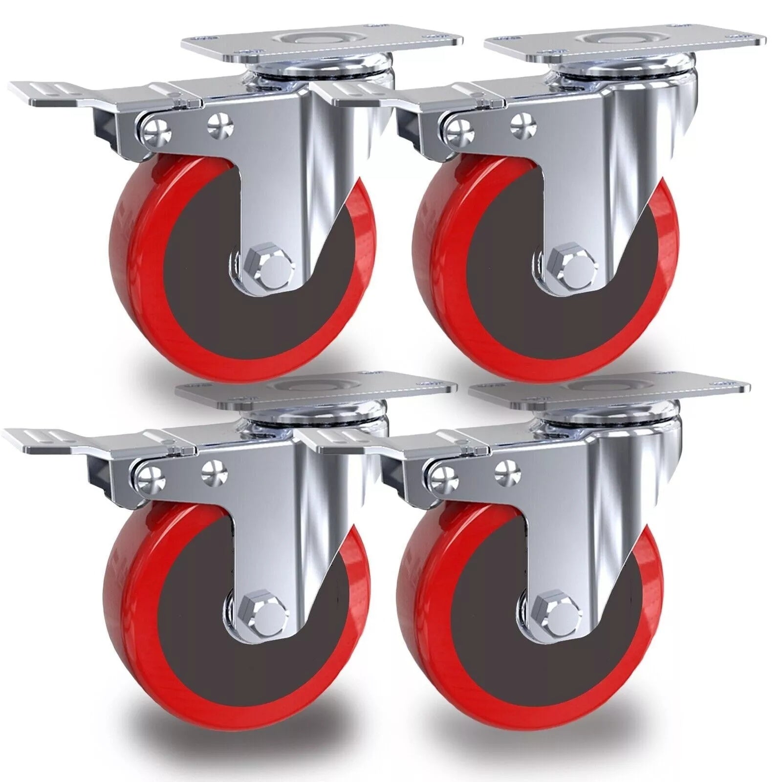4x 100mm 700KG Heavy Duty Large Rubber Swivel Castor Wheels For Furniture - UK