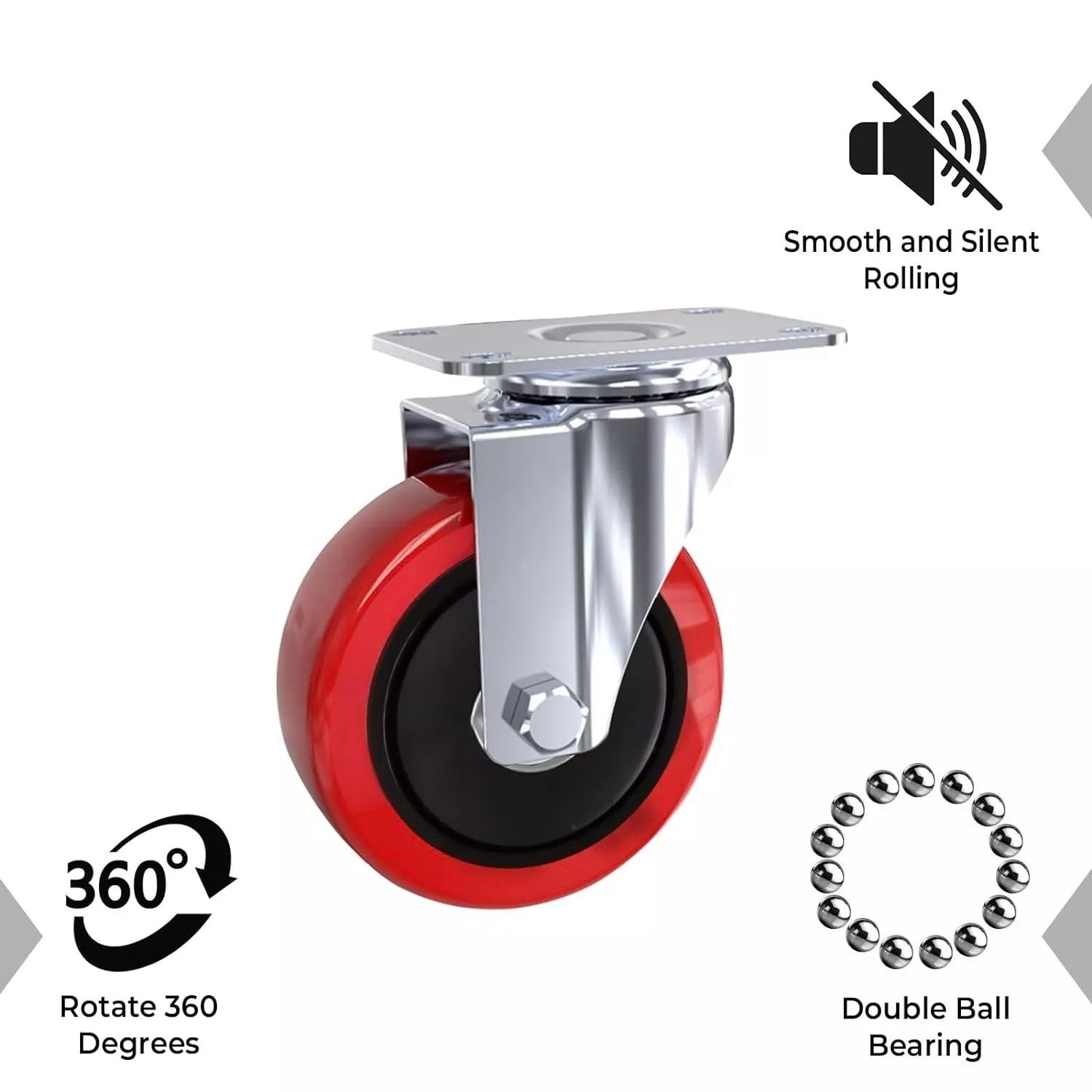 4x 100mm 700KG Heavy Duty Large Rubber Swivel Castor Wheels For Furniture - UK