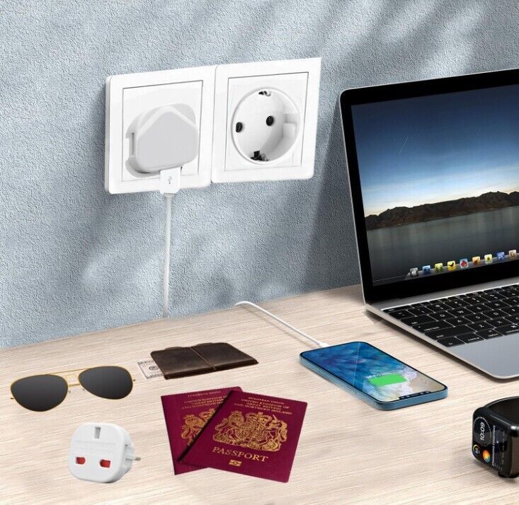 EU Travel Adapter Plug 5 Pack UK To Euro Europe Adaptor 2 Pin Plugs European