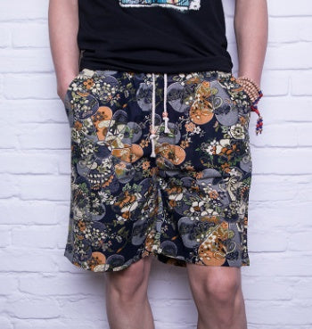Men's Linen Beach Shorts Regular Fit Print Pattern Style