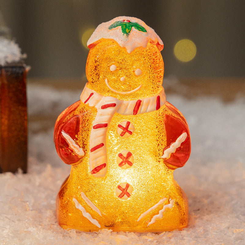 Cute Glowing Christmas Gingerbread Man Snowman Ornaments Christmas Gift Decoration
