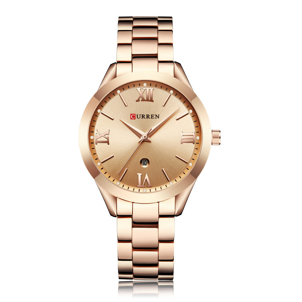 Elegant Rose Gold CURREN 9007 Women’s Quartz Watch with Stainless Steel Bracelet