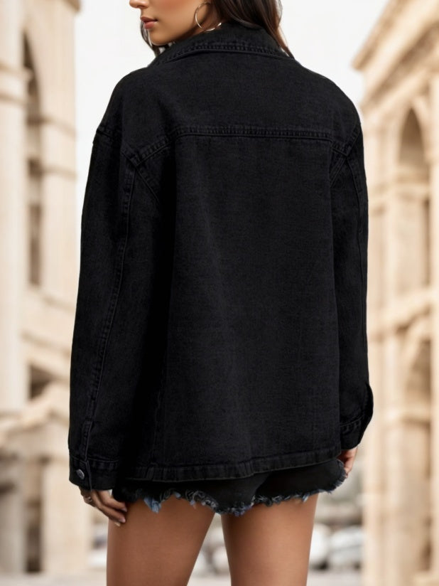 Women's Casual Polyester Denim Jacket Regular Length