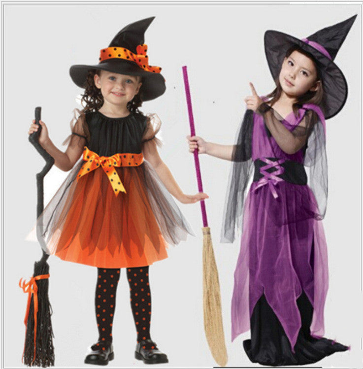 Children’s Halloween Witch Costume Dress with Hat