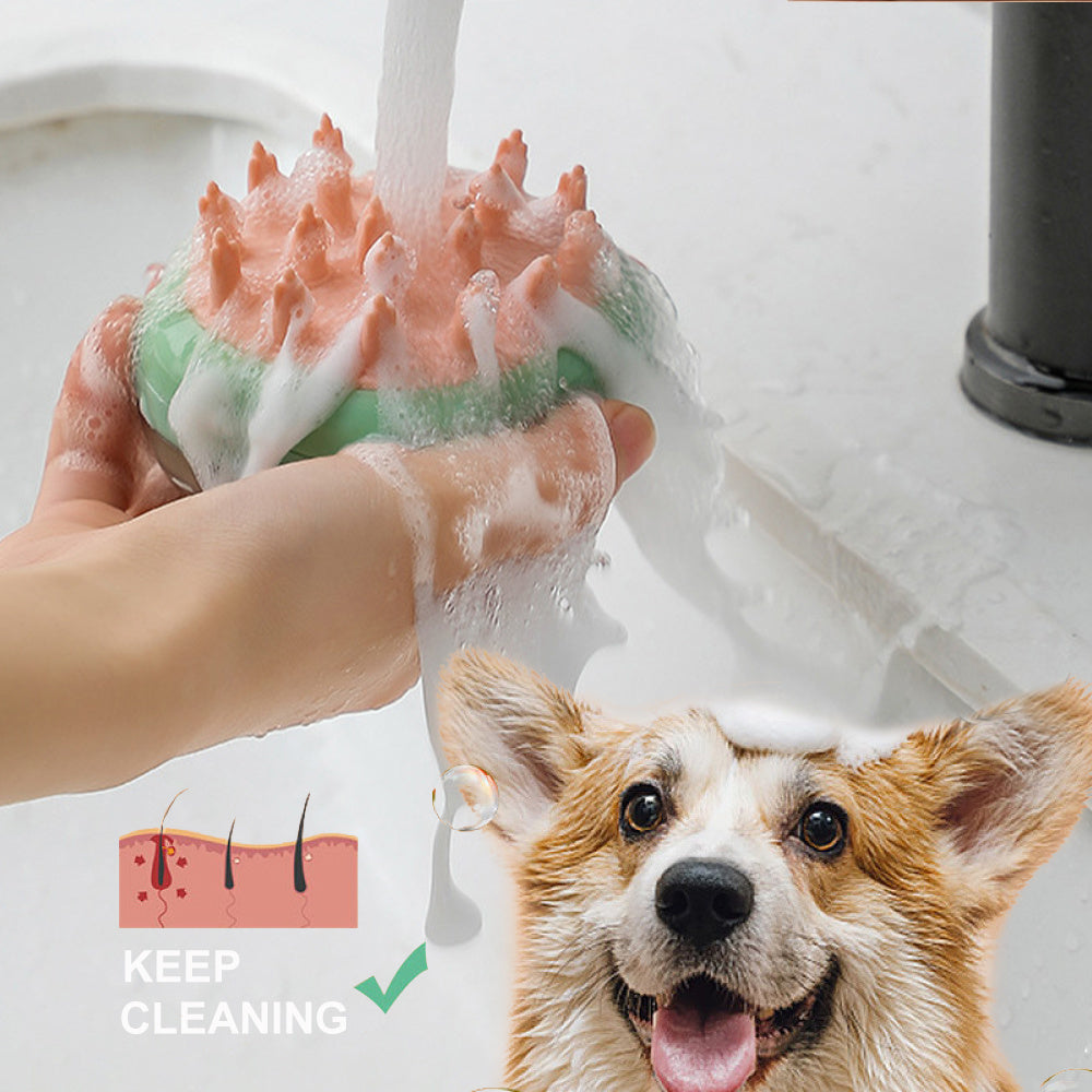 2-in-1 Shampoo Dispensing Pet Bath Brush – Dog & Cat Grooming