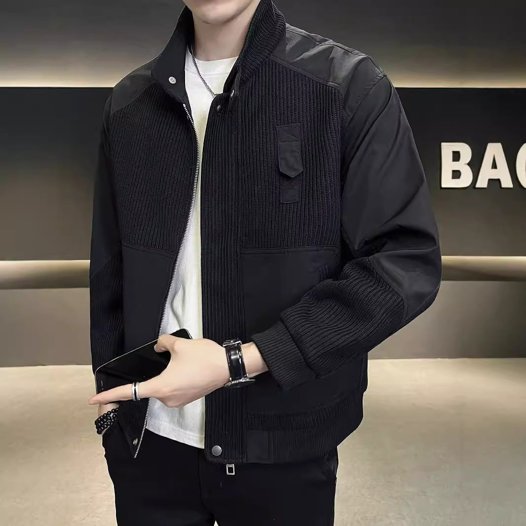 Knitted Splicing Coat Men's Spring And Autumn