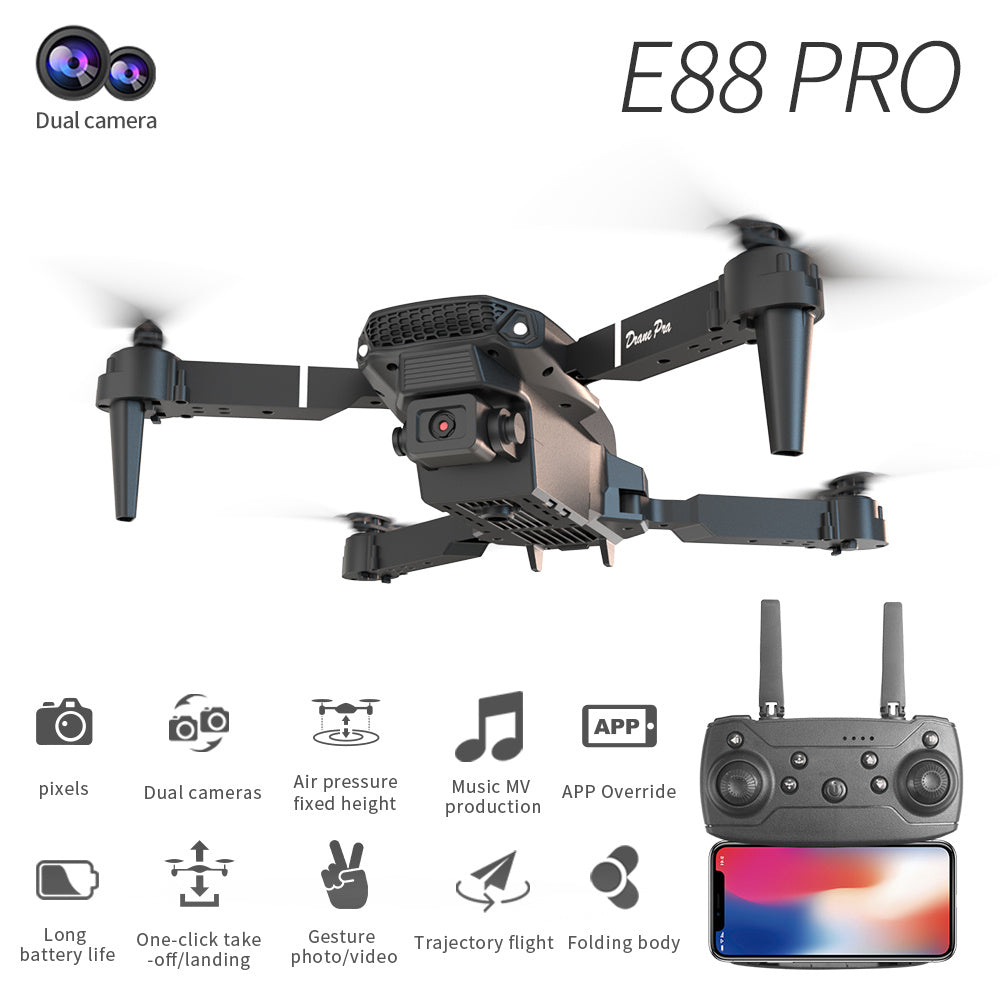 E88 Dual Camera Drone – WiFi FPV Foldable RC Quadcopter with Altitude Hold, Remote Control Toy for Beginners & Outdoor Fun