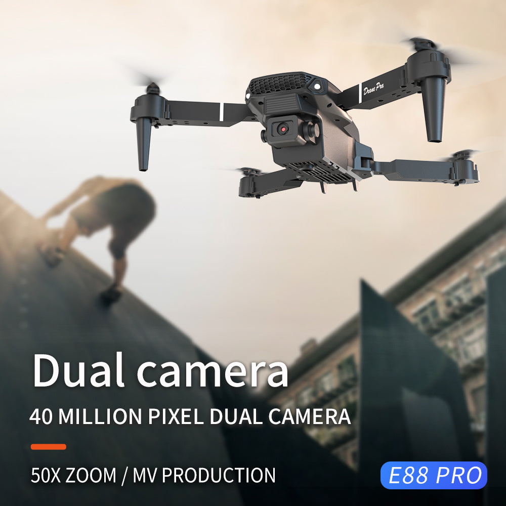 E88 Dual Camera Drone – WiFi FPV Foldable RC Quadcopter with Altitude Hold, Remote Control Toy for Beginners & Outdoor Fun