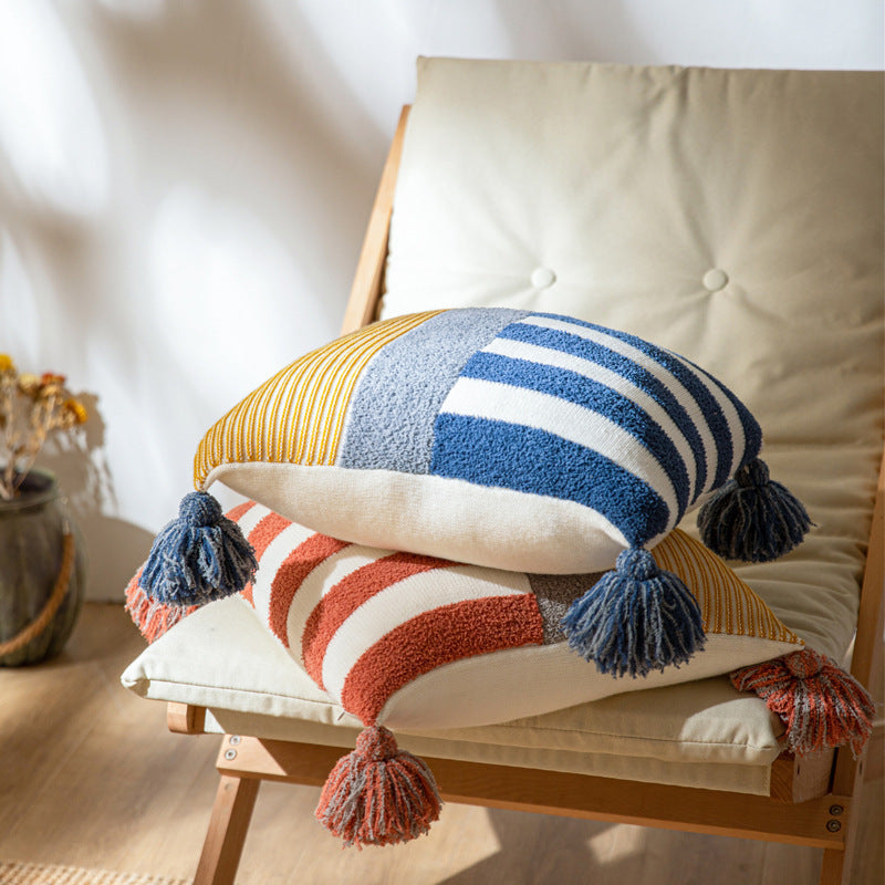 Nordic Style Check Pattern Acrylic Sofa Cushion Cover