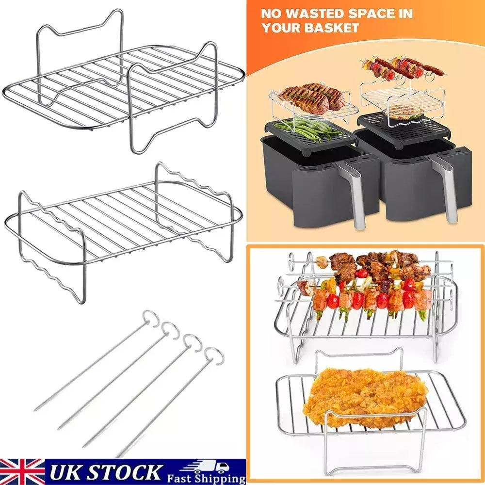 Air Fryer Rack And Grill Rack 8PCS Steel Griller Double Basket Accessories