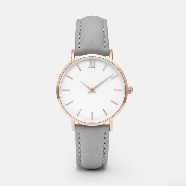 Elegant Frosty Round Dial Women's Quartz Watch with Textile Strap