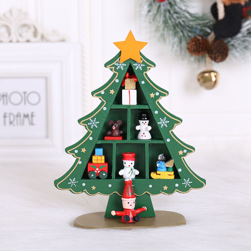 Wooden Christmas Tree Creative Scene Layout Ornaments