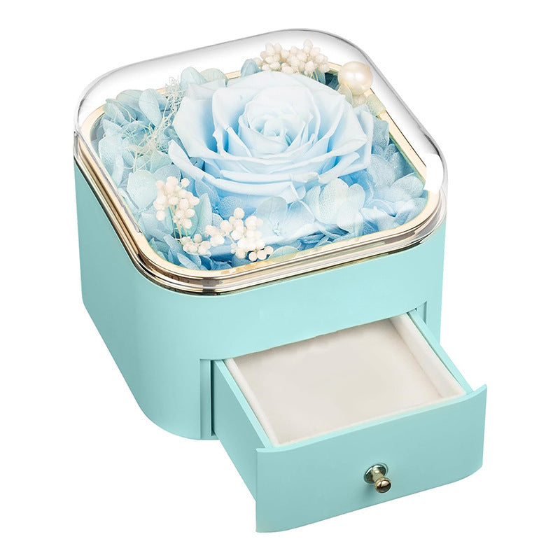 Rose Jewelry Box Drawer Organizer With Metal Construction