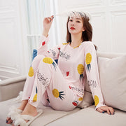 Round Neck Milk Silk Women's Long Sleeve Pajamas
