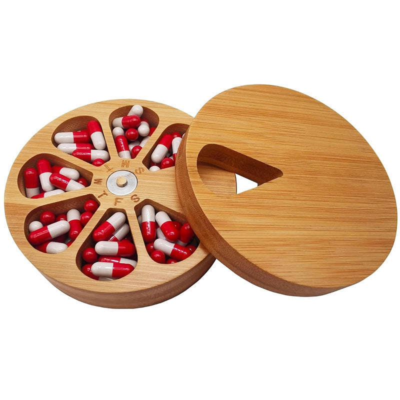 Wooden Portable Capsule Box Pill Storage Box