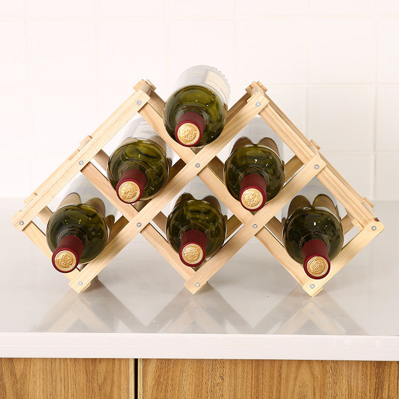 Folding Solid Wood Wine Rack – Decorative Portable Bottle Holder