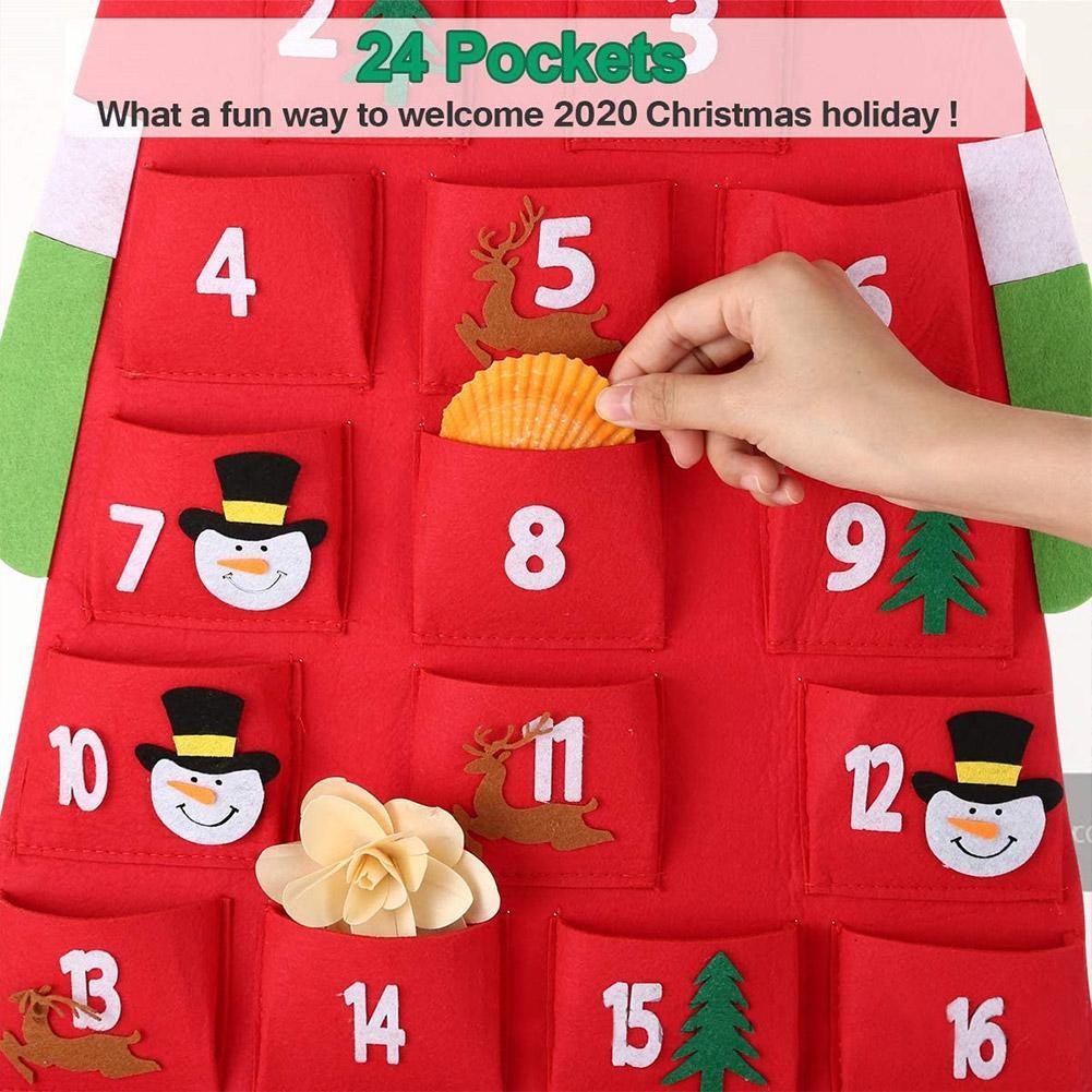 Fabric Advent Calendar with Santa Claus Felt Ornaments DIY Christmas Hanging Decoration