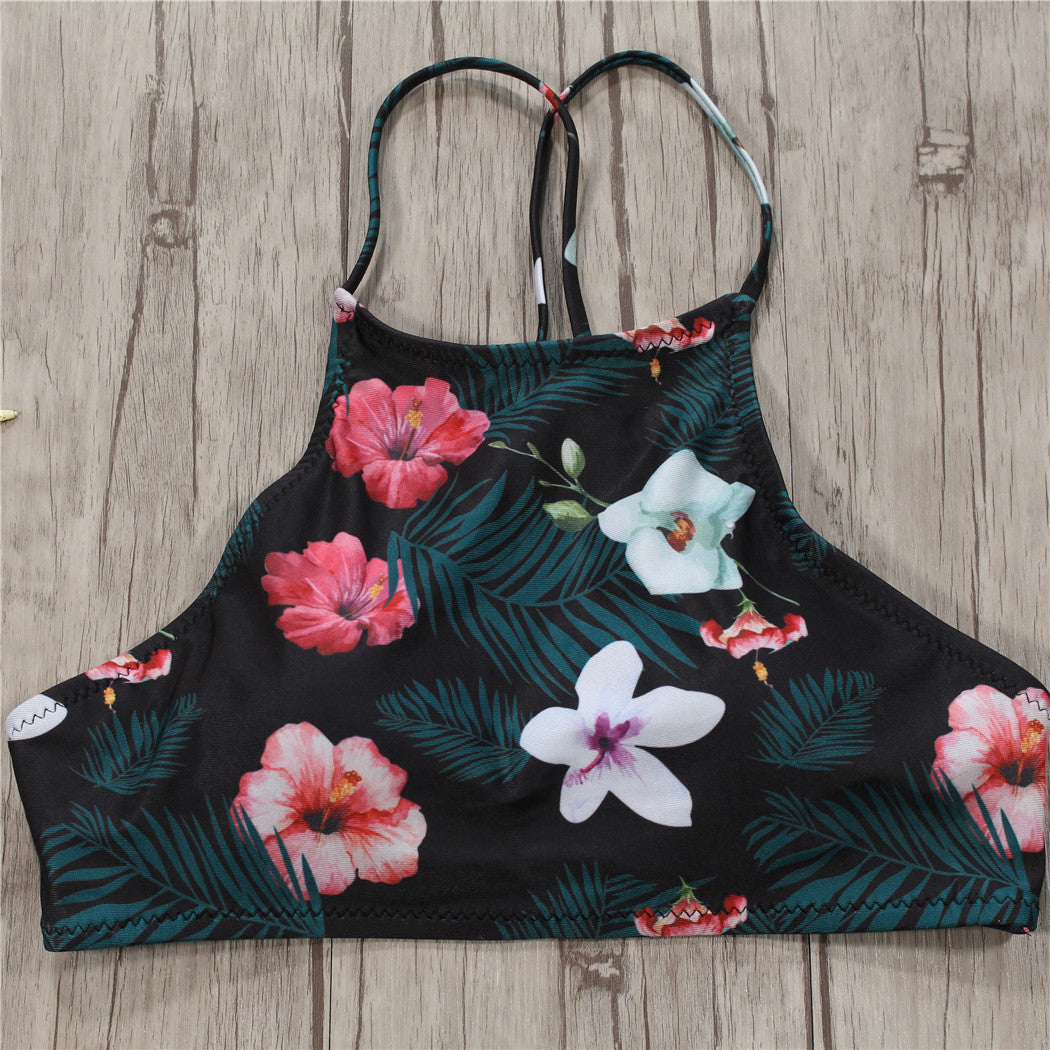 Women’s Floral Print Bikini Set – Padded Swimwear with Polyester Spandex Blend