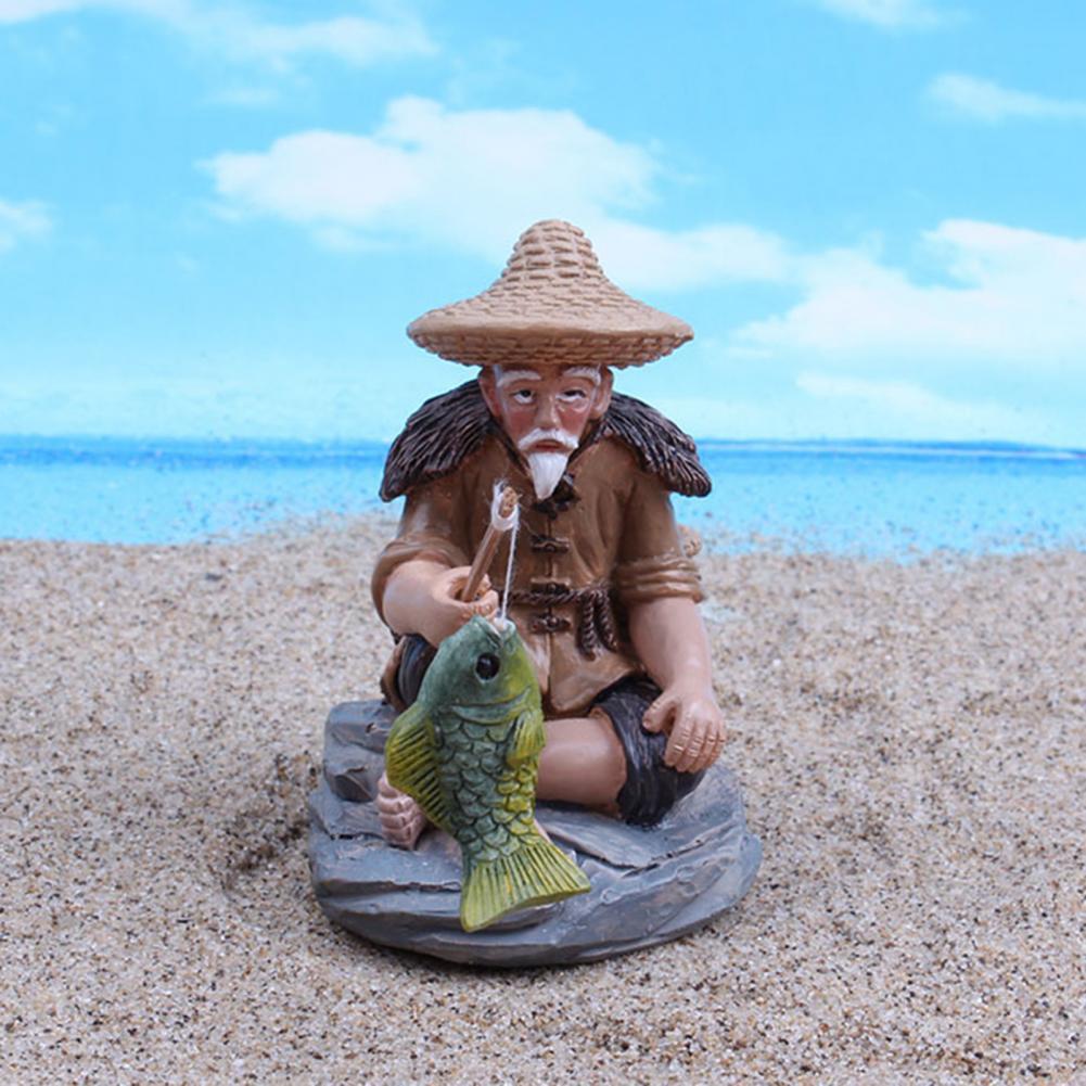 Aquarium Assembly Fisherman Fishing Craft Ornament