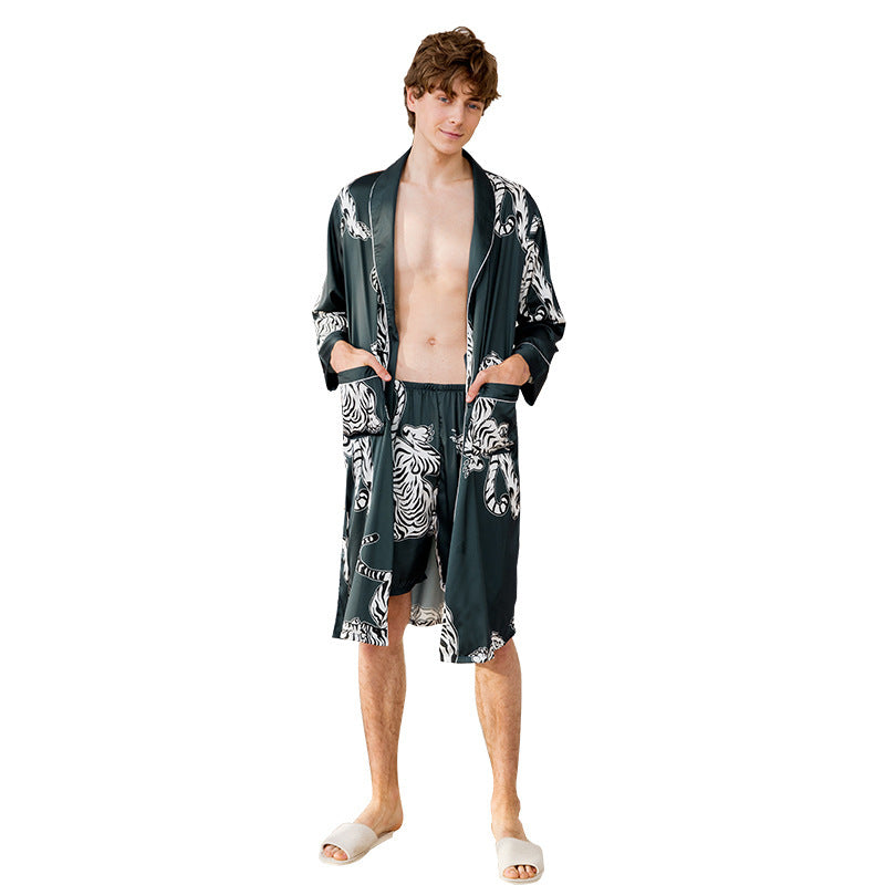 Summer Silk Pajamas Men's Ice Silk Shorts Homewear