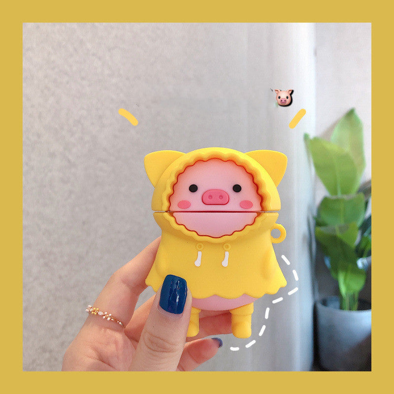 Compatible with Apple, Cute raincoat pig earphone set