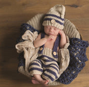 Unisex Knit Sleeveless Sweater Set Two Piece For Newborns