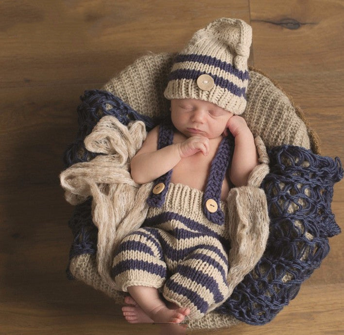 Unisex Knit Sleeveless Sweater Set Two Piece For Newborns