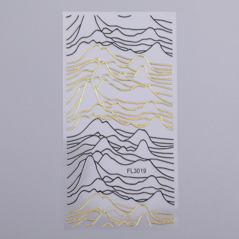Nail Art 3d Hot Stamping Line Sticker Stripe Wave Adhesive Sticker