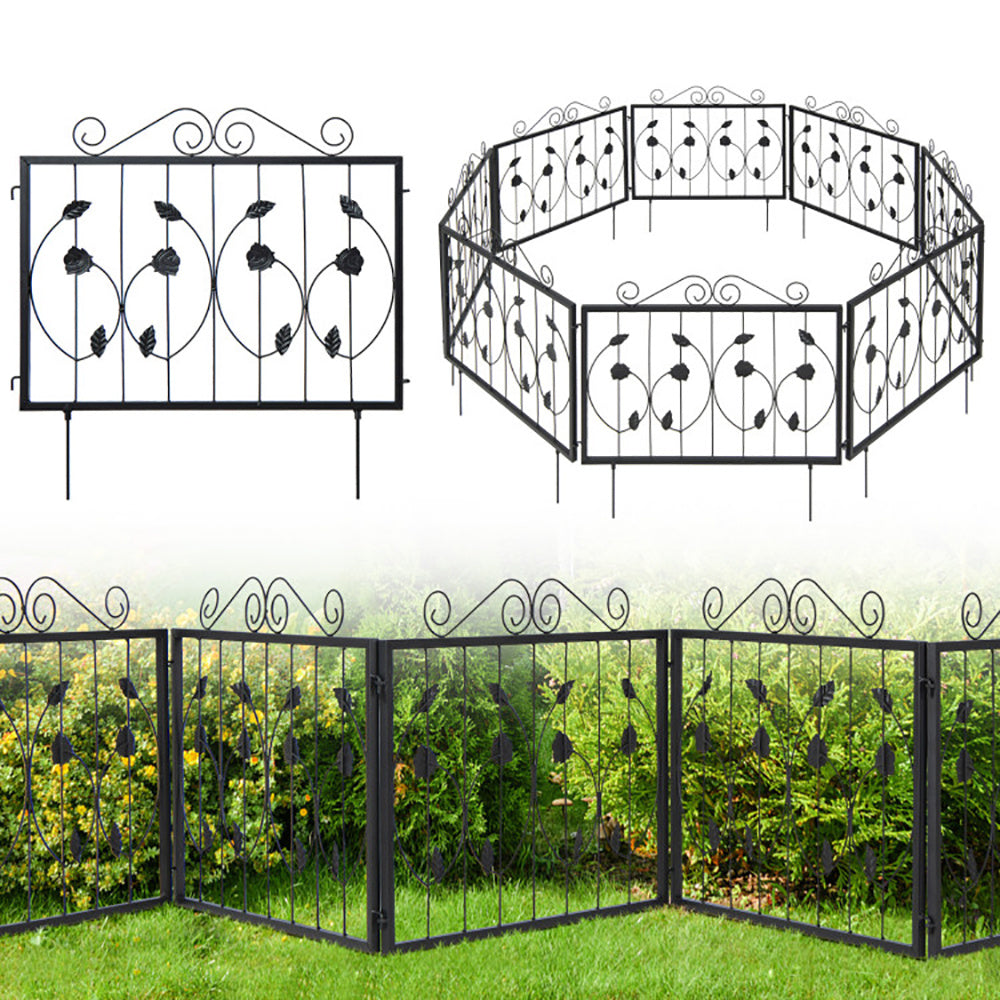 Decorative Garden Fence With 8 Panels Animal Barrier