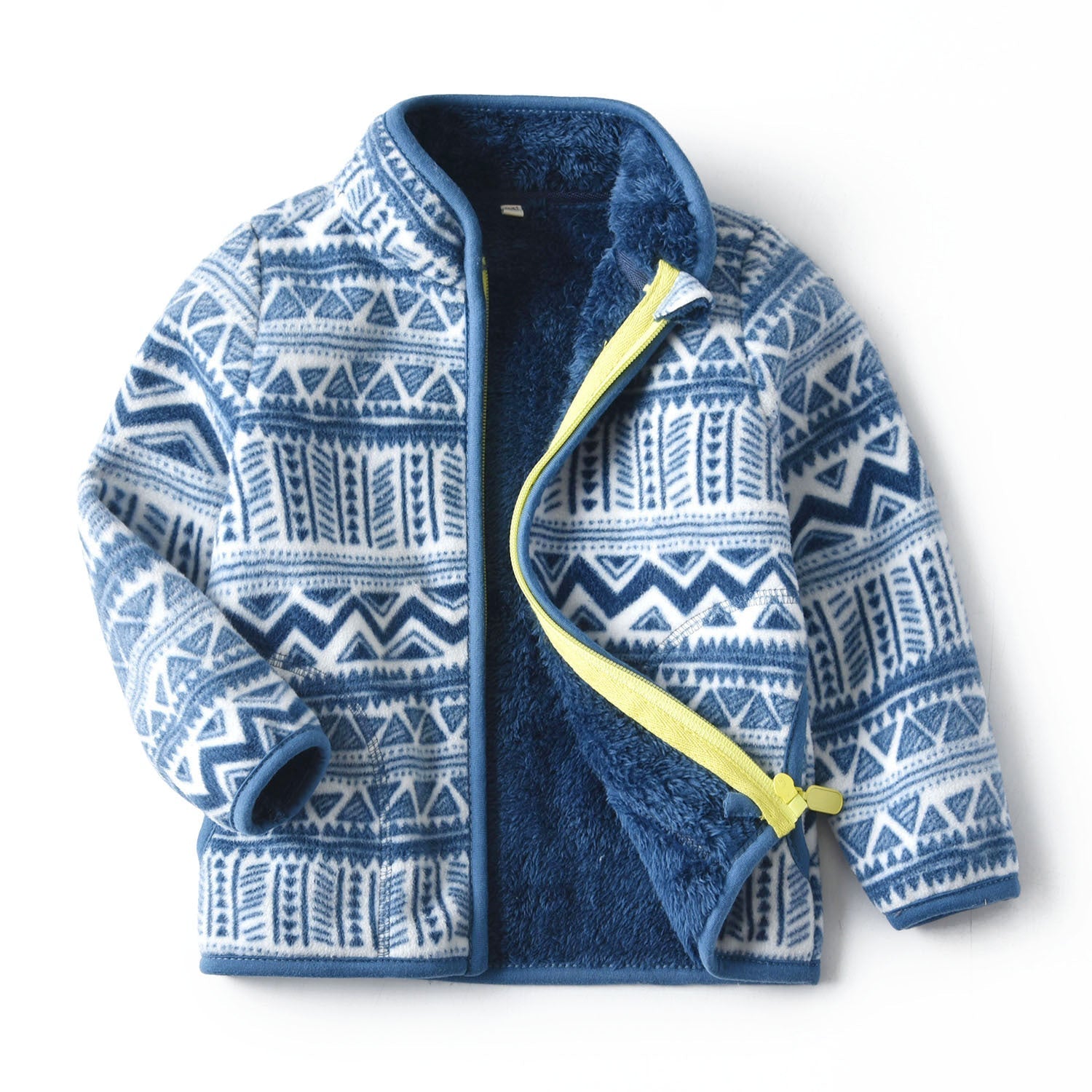 Kids Thick Fur Printed Zipper Coat Polyester Warm Outerwear