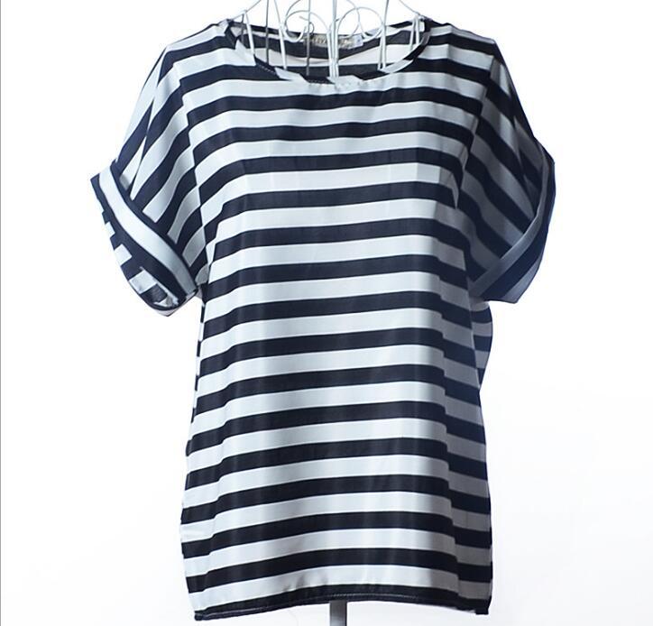 USA Size Loose Fit Chiffon Shirt – Short Sleeve Printed Blouse for Women (Plus Size)