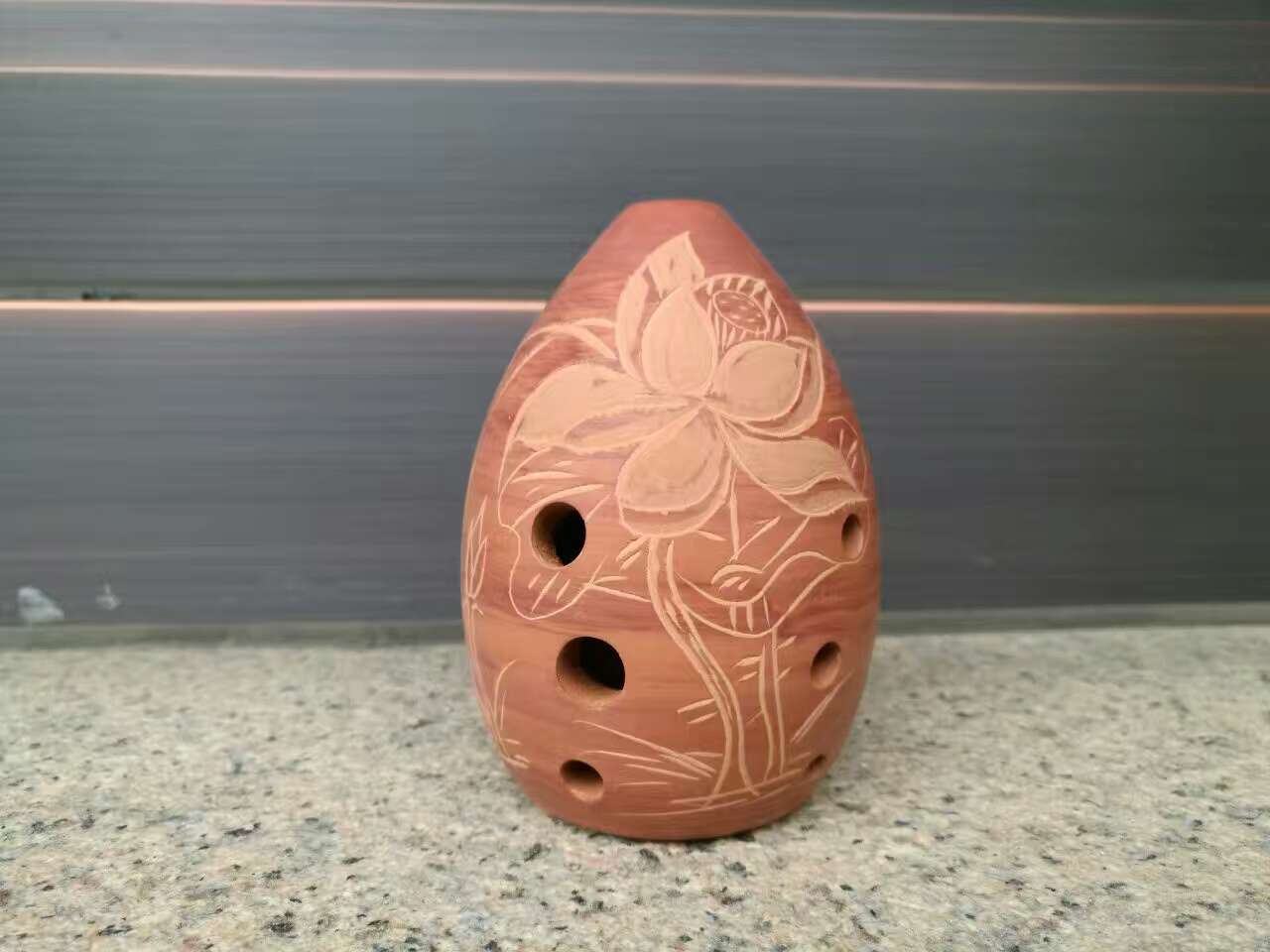 Nickel-Plated Eight-Hole Pear-Shaped Ancient Xun Musical Instrument with Seven Star Design