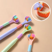 Three-Sided Macaron Soft Bristle Toothbrush – Deep Clean, Safe & Portable