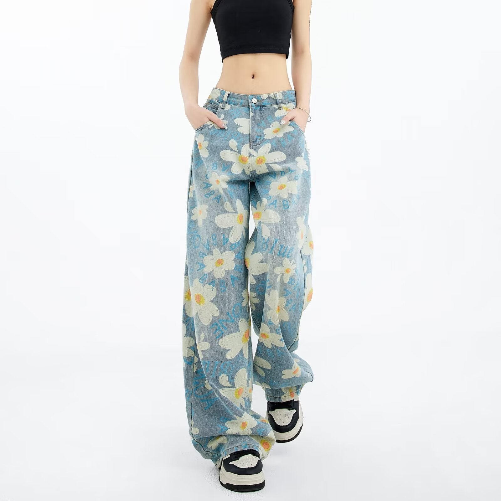 High Waist Wide Leg Casual Polyester Trousers – Women’s Loose Fit Non-Iron Pants