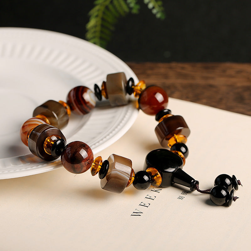 Original Natural Twining Line Old Agate Bracelet